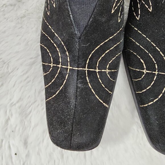 Matisse Pumps Black Suede Embroidered Goth Grunge Boho 10M - Picture 4 of 16